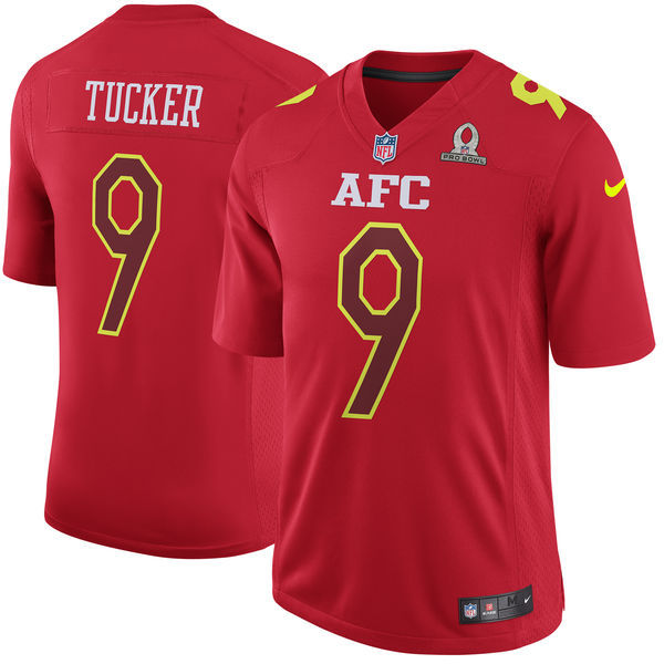 Men AFC Baltimore Ravens #9 Justin Tucker Nike Red 2017 Pro Bowl Game Jersey->->NFL Jersey